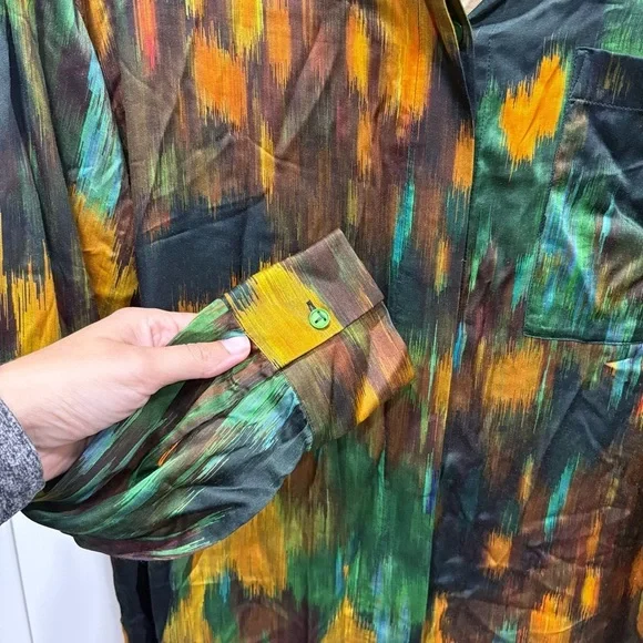 Lafayette 148 Tess Abstract long sleeve button down blouse - Picture 5 of 9